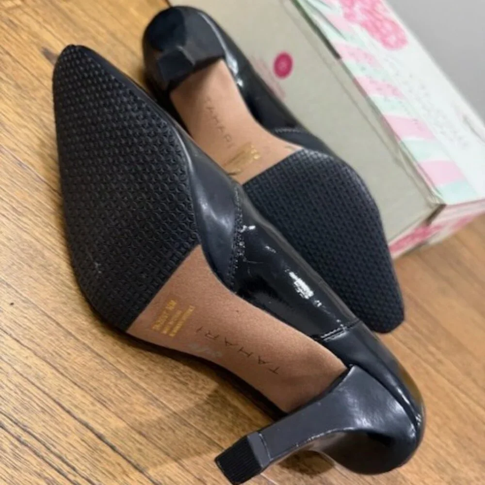 TAHARI Black Patent Leather Ankle Booties